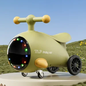 Airplane Wiggle Car Ride-On Toy for Toddlers – LED Lights & Music